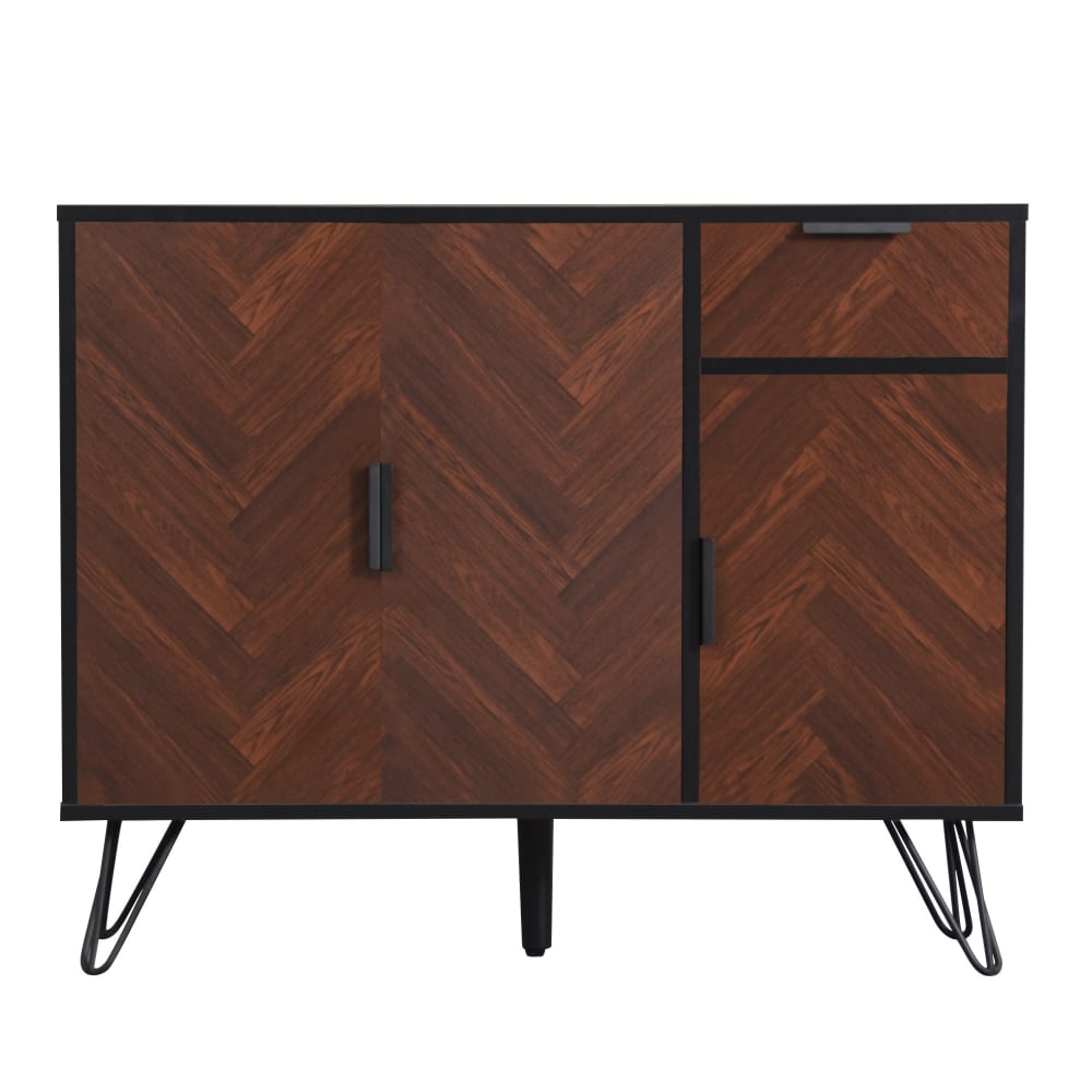 Flieks Sideboard mit 1 Schublade und 3 Türen, Holzfarbe und schwarz style vintage - Holz