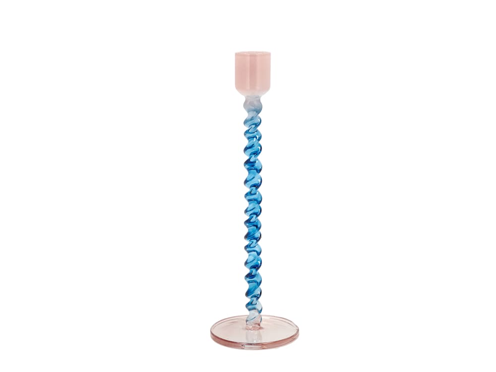 bougeoir en verre bleu