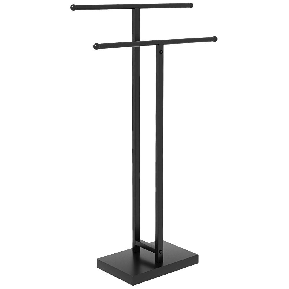 Porte-serviettes sur pied 2 niveaux métal noir