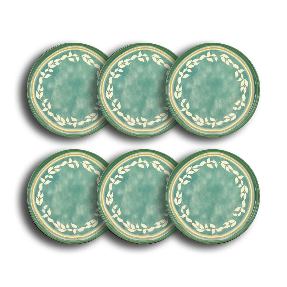 Lot de 6 assiettes à dessert en faïence verte 21cm