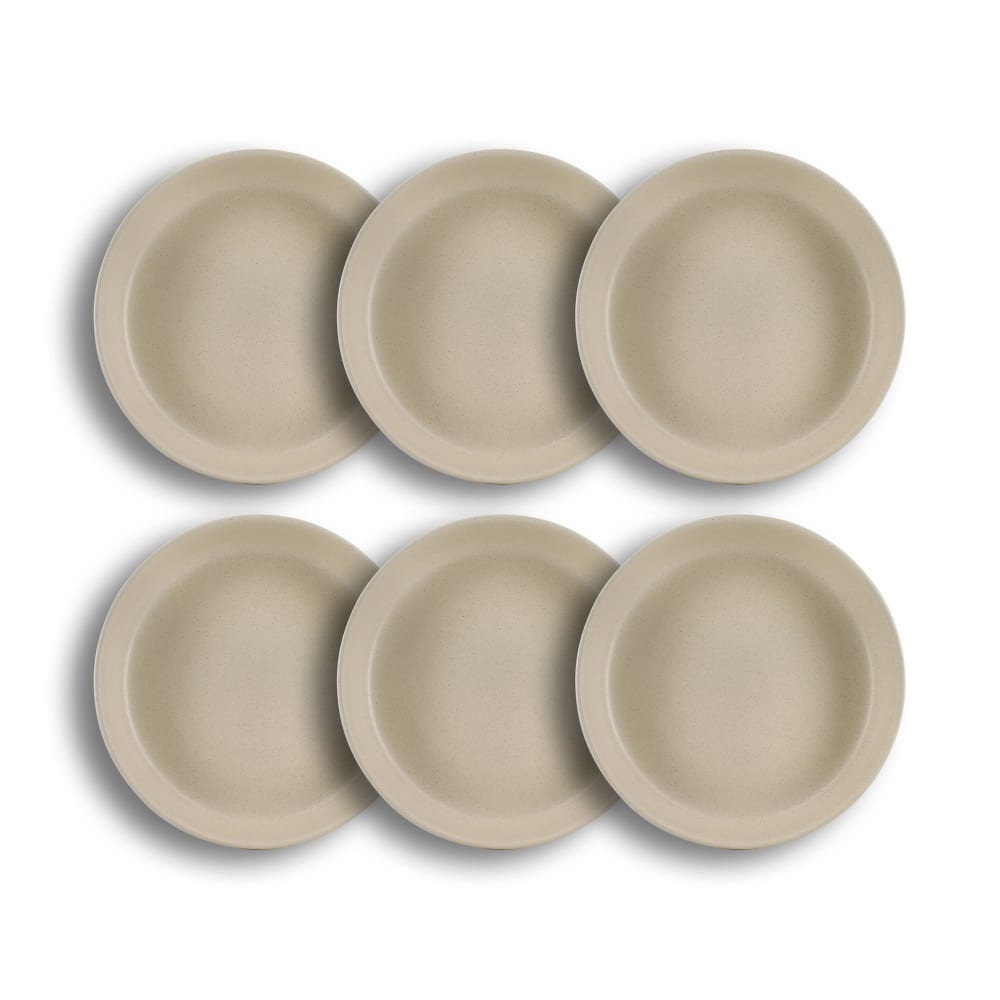 Lot de 6 assiettes creuses beige en grès 20,5cm
