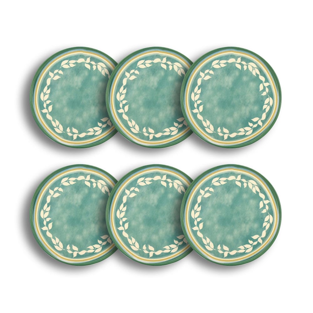 Lot de 6 assiettes plates en faïence verte 27,5cm