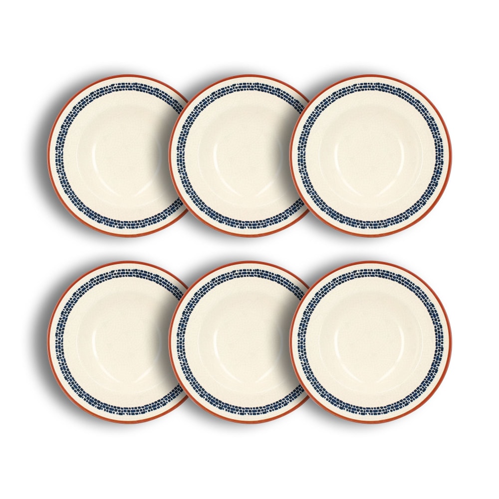 Lot de 6 assiettes à pâtes en faïence blanche 28cm