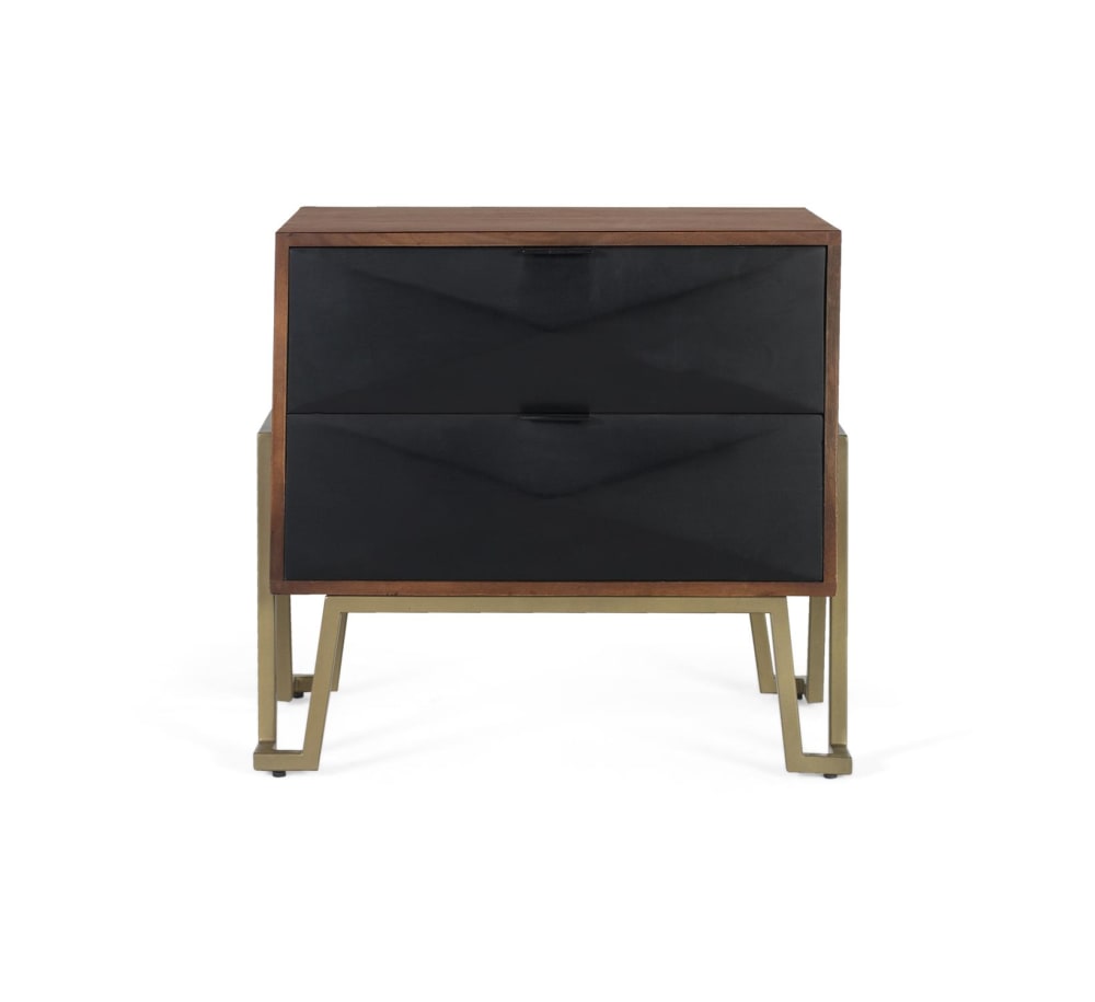 Table de chevet en bois de manguier avec tiroirs