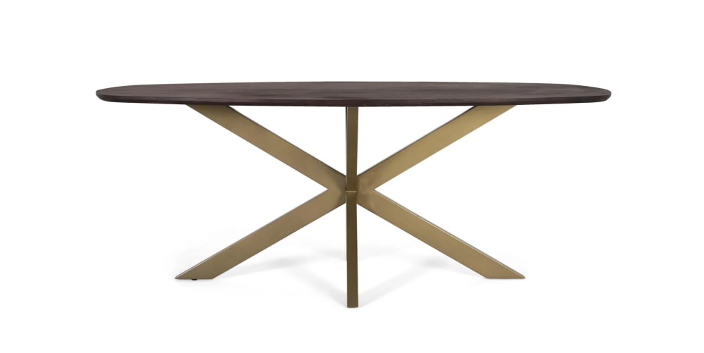 GINER Y COLOMER Ovaler Esstisch aus Akazienholz und Metallbeinen 200 cm Braun