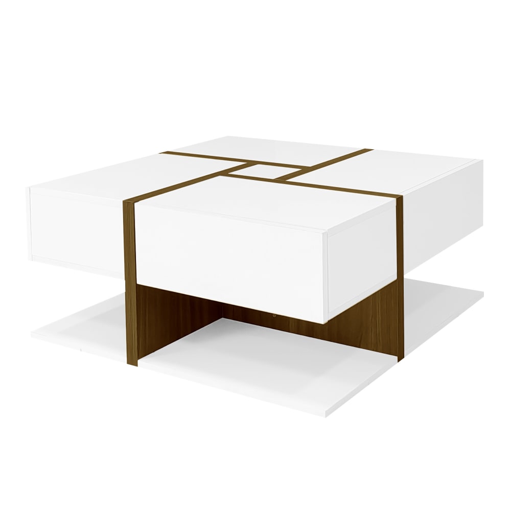 Table Basse Moderne avec 4 Tiroirs Blanc