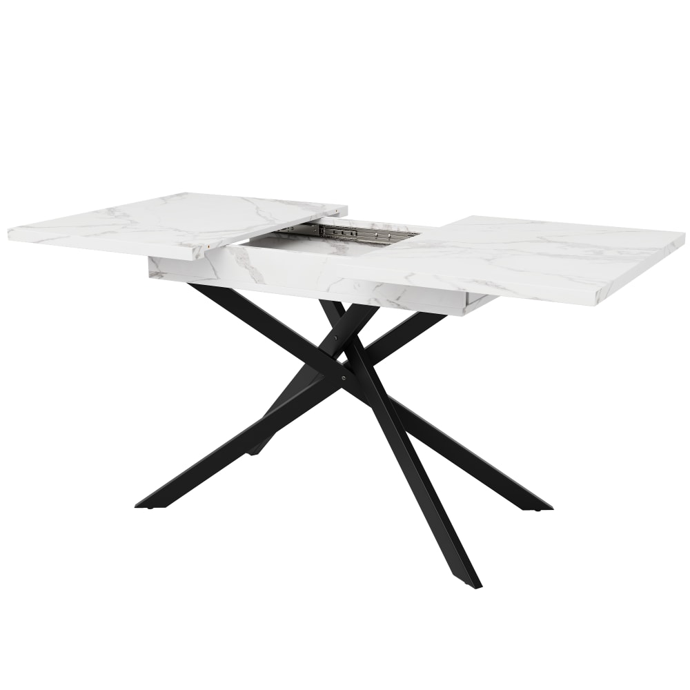 Urban Meuble Ausziehbarer Esstisch in Marmoroptik (120-160 cm),Weiß style modern Beige Spanplatte