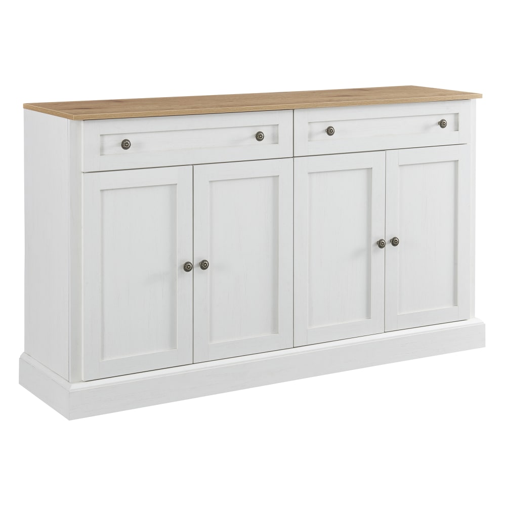 Urban Meuble Sideboard aus Eiche mit 4 Türen und 2 Schubladen, Weiß style classic chic Weiß Spanplatte