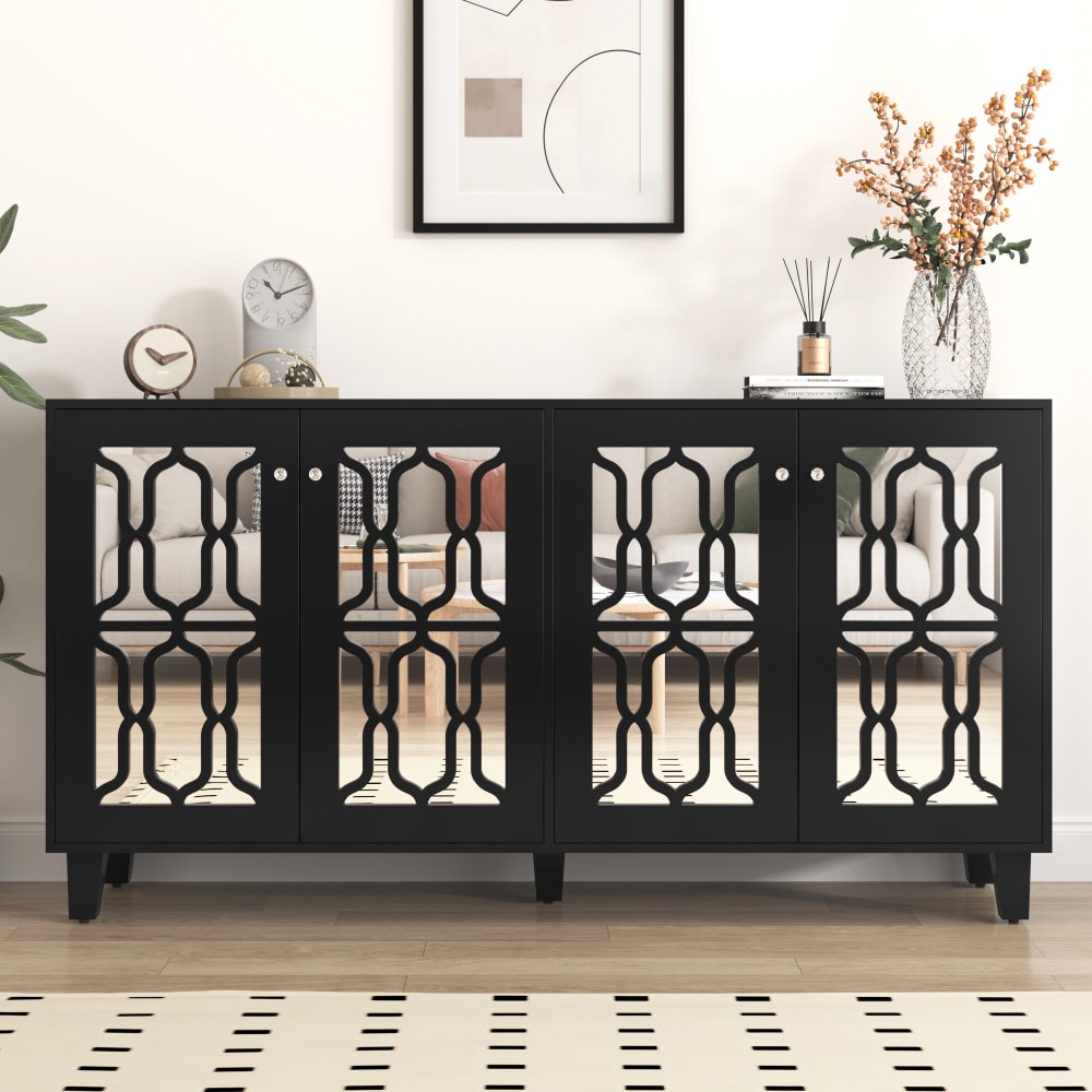 Designer Sideboard mit 4 Spiegeltüren,Schwarz - Maisons Du Monde