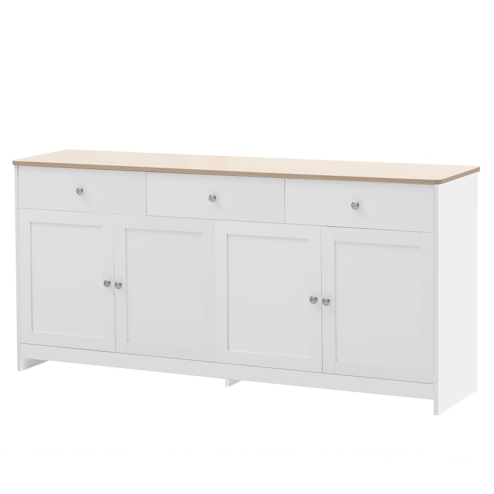Buffet Bas Scandinave 3 Tiroirs et 4 Portes Blanc