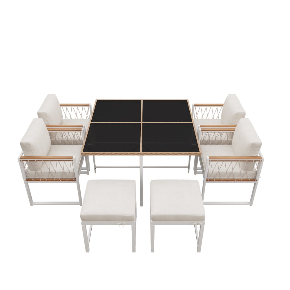 Ensemble table et chaises d'extérieur 7 pièces pour 6 personnes
