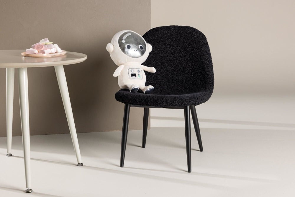 2er-Set Kinderstühle aus Teddystoff (Bouclé), Schwarz - Maisons