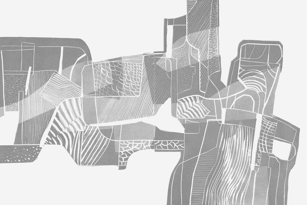 Papier peint graphique, gris 225 x 250cm — vue 3