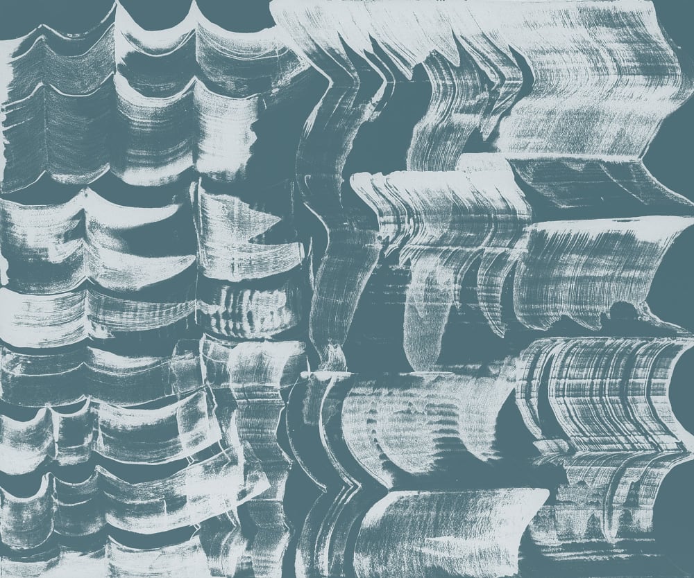 Papier peint graphique, bleu 225 x 250cm — vue 3