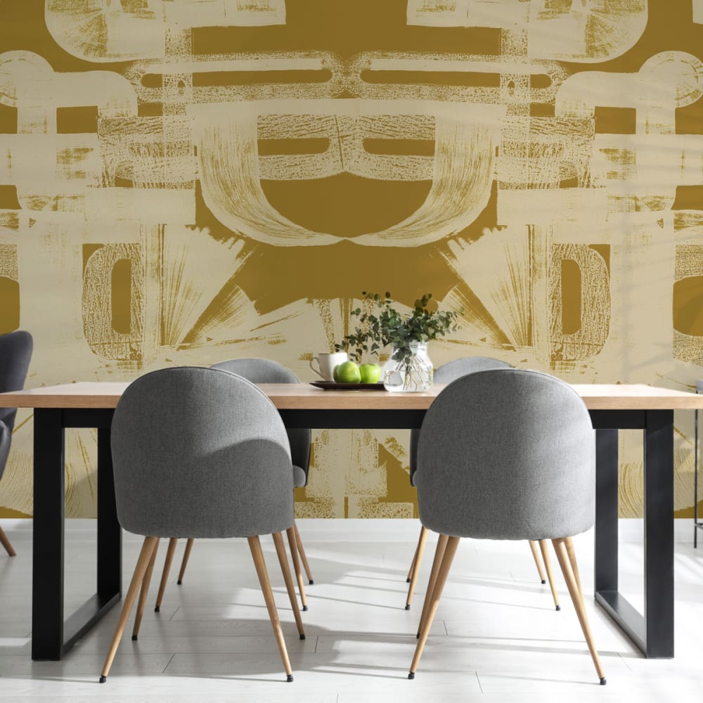 Papier peint panoramique graphique jaune 225x250cm-made in france