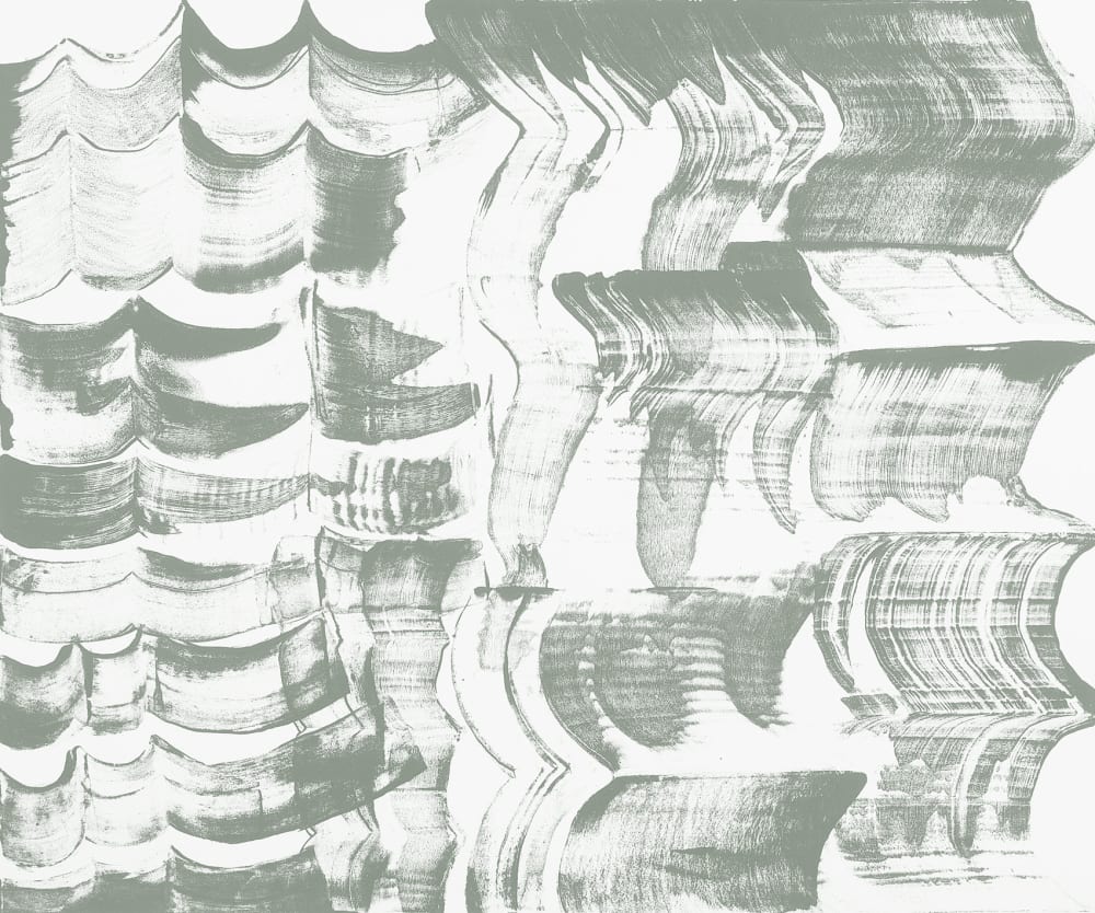 Papier peint graphique, vert de gris 150 x 250cm — vue 3