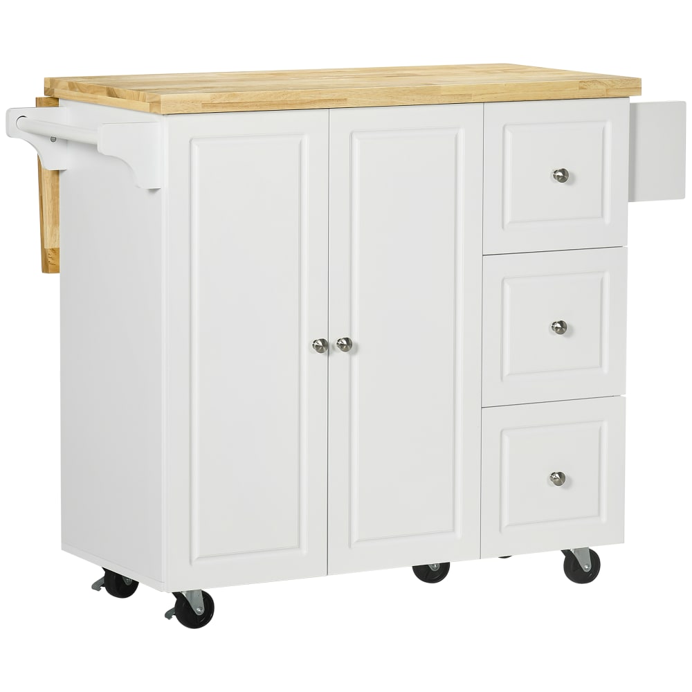 Homcom Kücheninsel-Kommode, 3 Schubladen, weiß style classic chic - Spanplatte