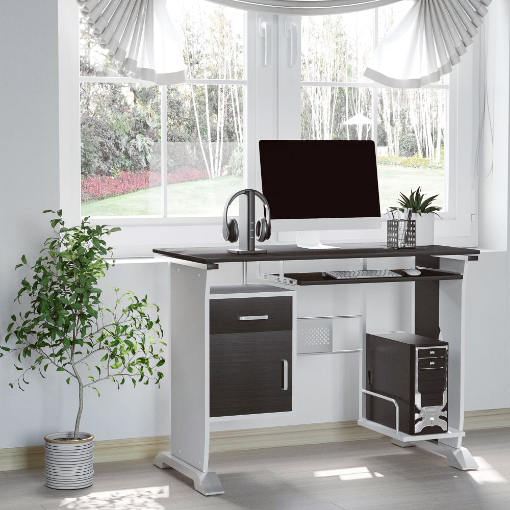Schreibtisch 100x52x75cm Metall Braun&Schwarzweiß - Maisons Du