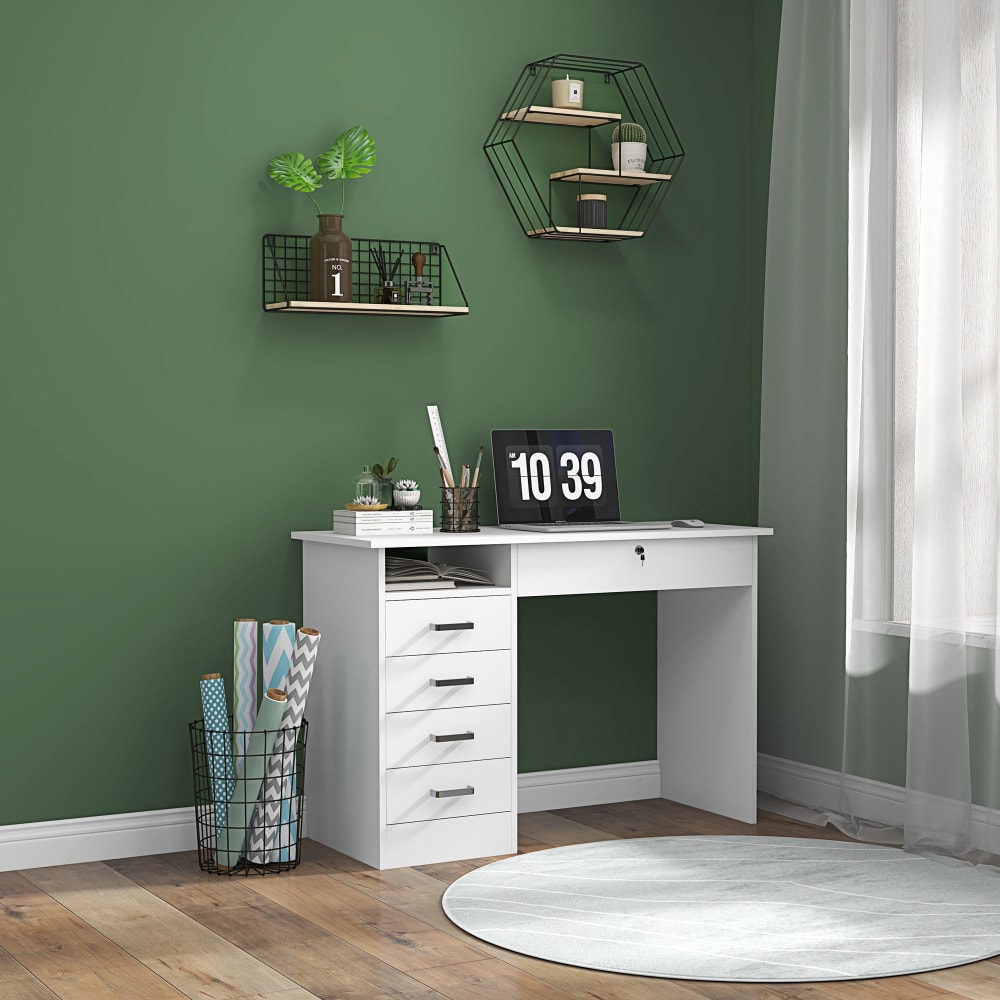 Bureau informatique verrouillable blanc