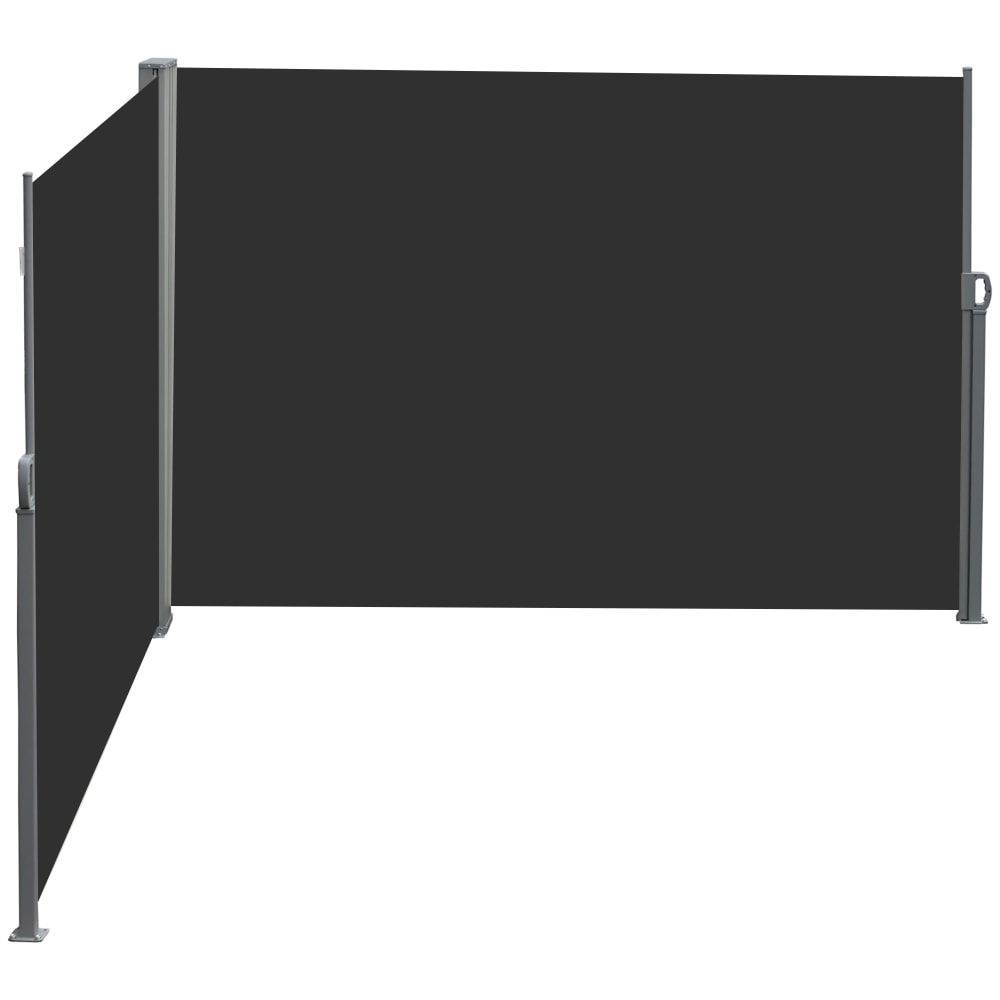 Brise-vue rétractable double store latéral polyester gris noir