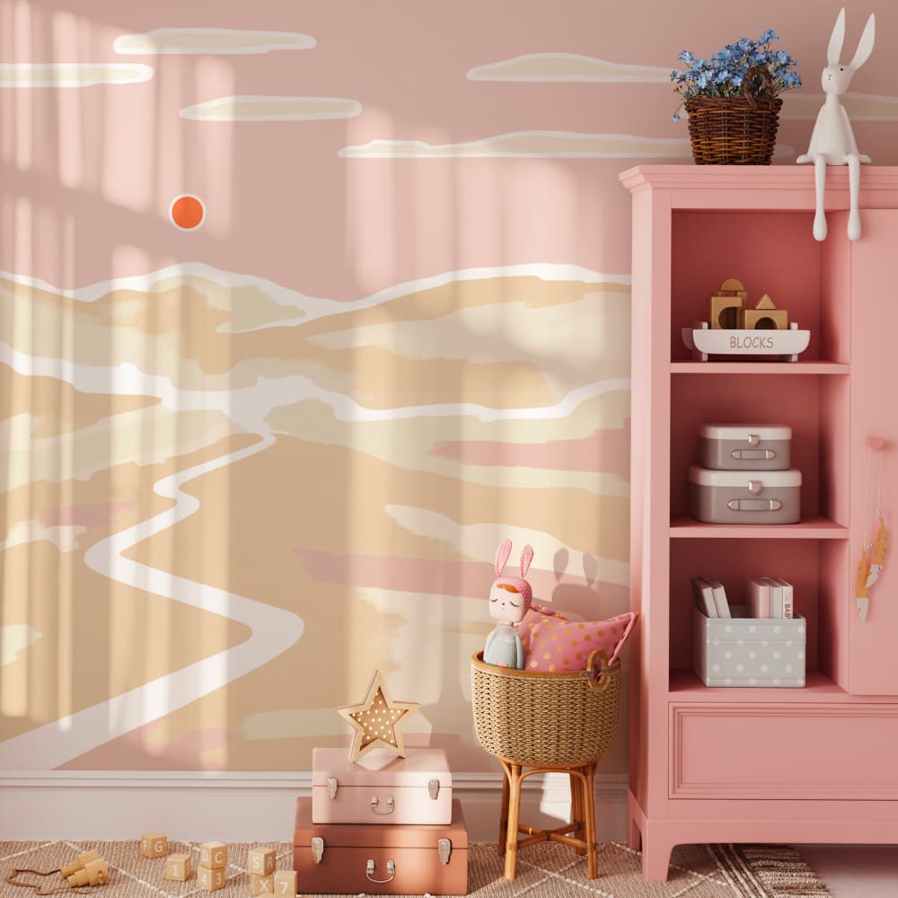 Papier peint  soleil - rose