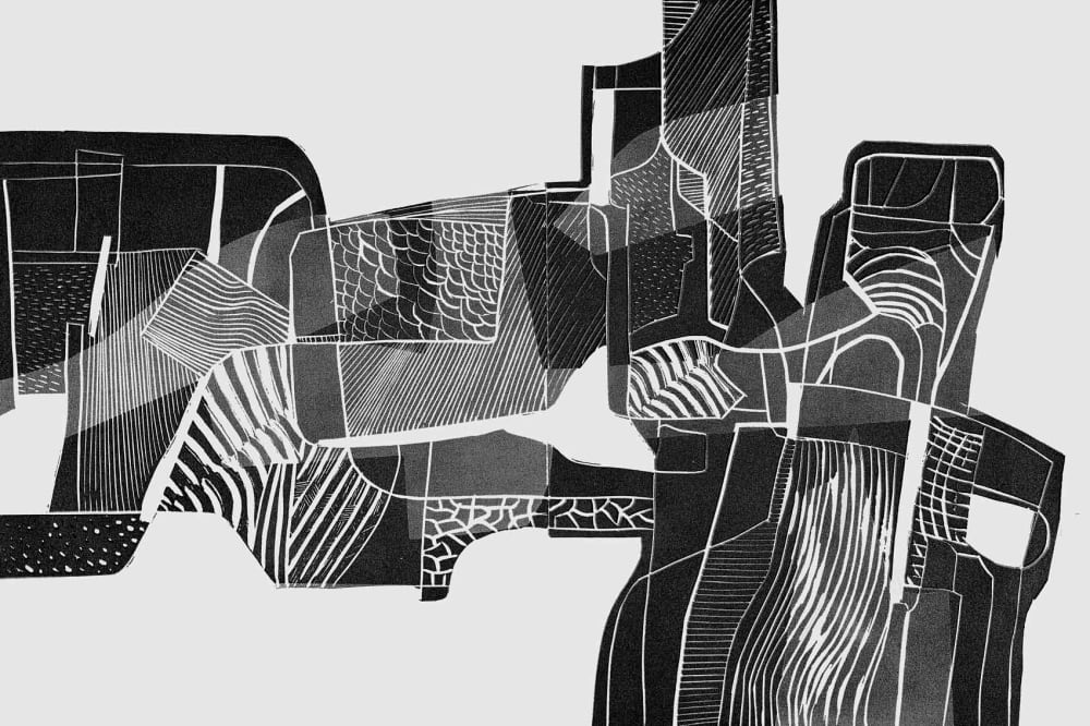 Papier peint graphique, noir 150 x 250cm — vue 3