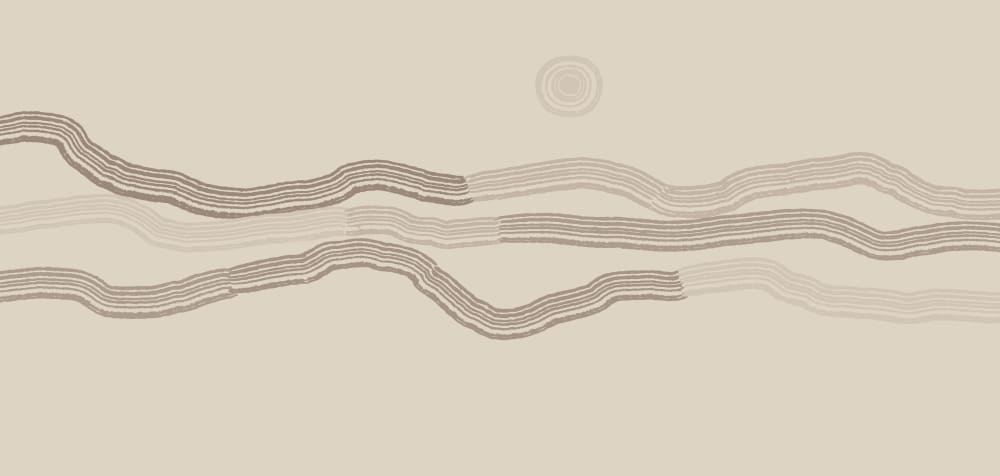 Papier peint paysage graphique, beige 525 x 250cm — vue 3