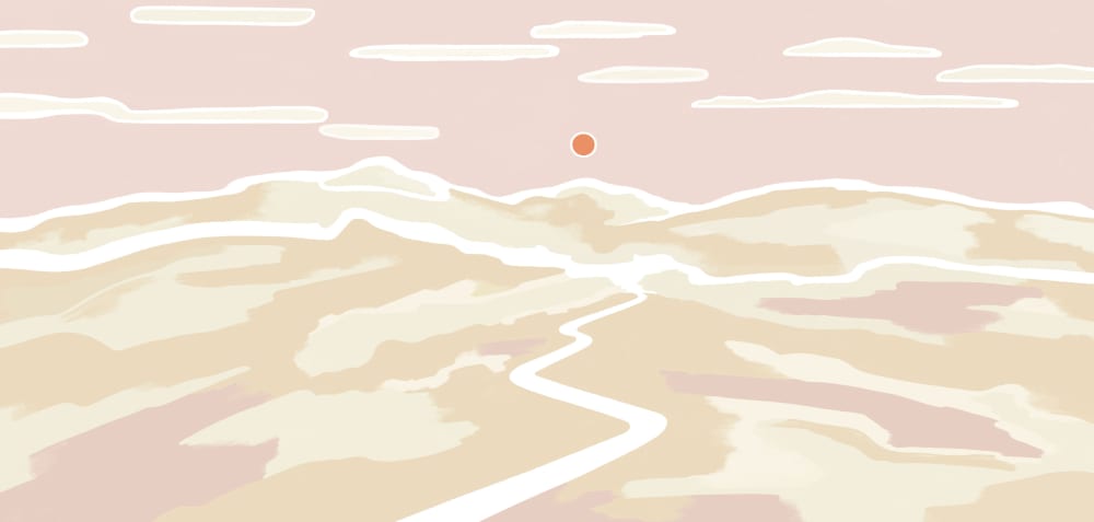 Papier peint soleil couchant, rose 300 x 250cm — vue 3