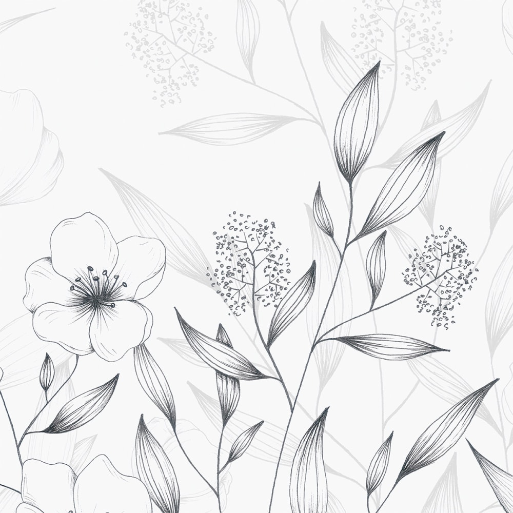 Papier peint printemps, noir et blanc 300 x 250cm — vue 4