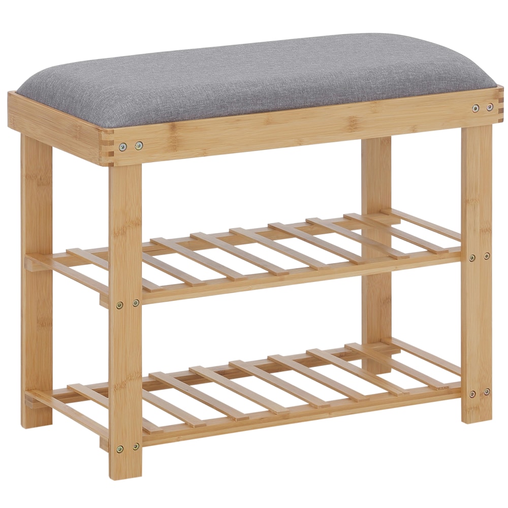 Homcom Bambus-Schuhbank, 2-stufig grau Beige Holz