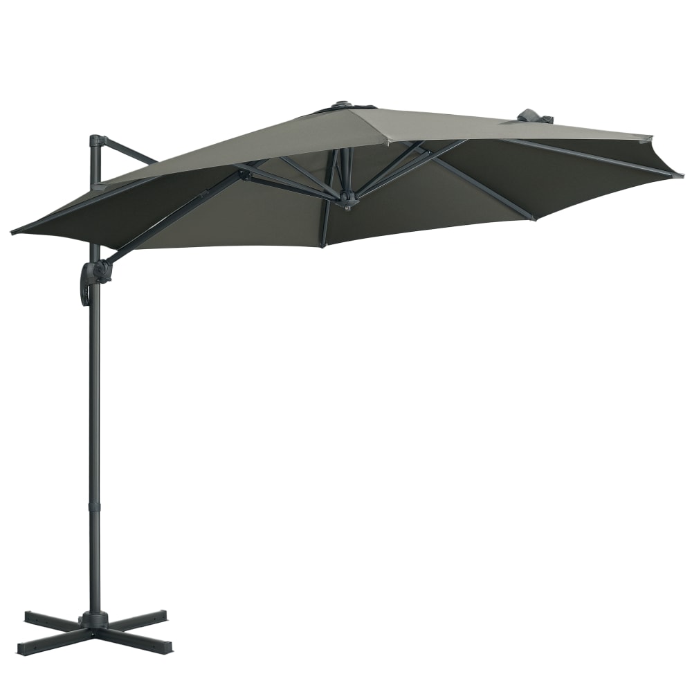 Parasol déporté octogonal inclinable acier gris