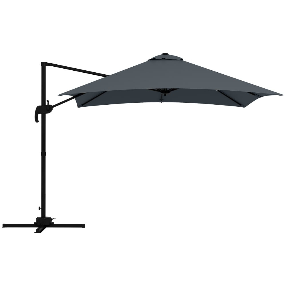Parasol déporté carré pivotant 360° aluminium gris foncé