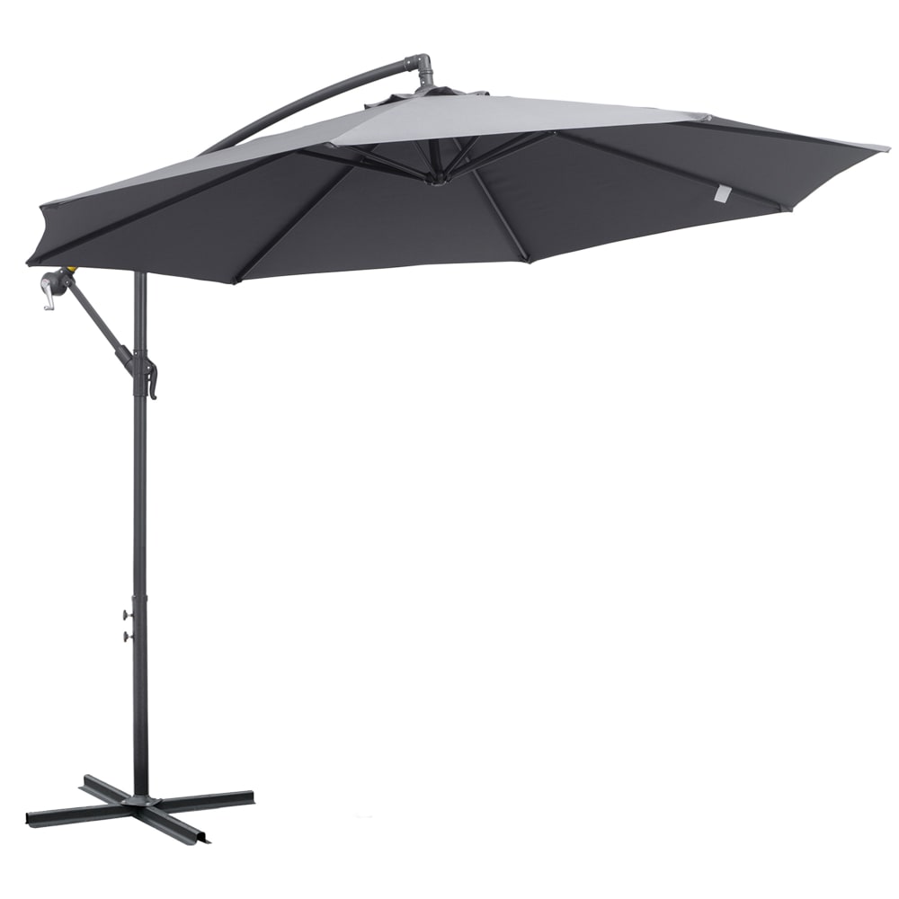 Parasol déporté octogonal 3 m avec pied en croix gris