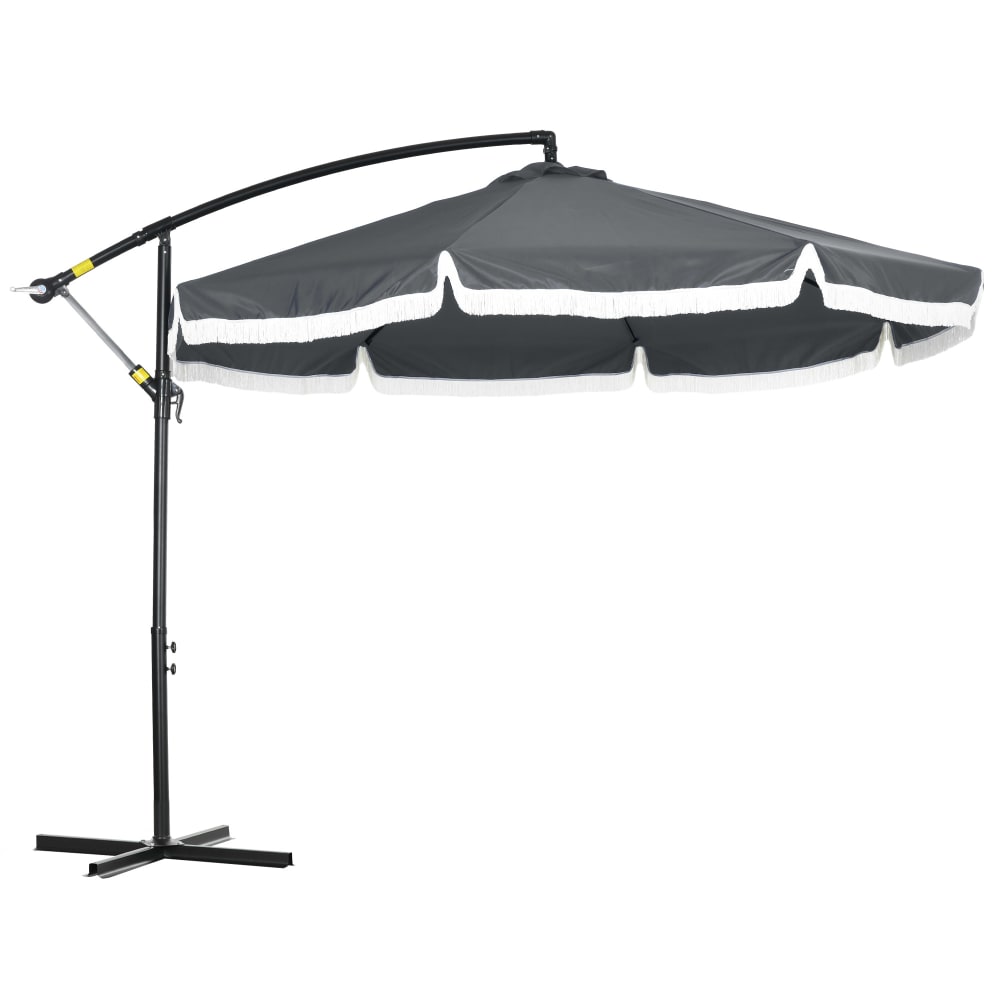 Parasol déporté jardin ø3x26cm acier gris