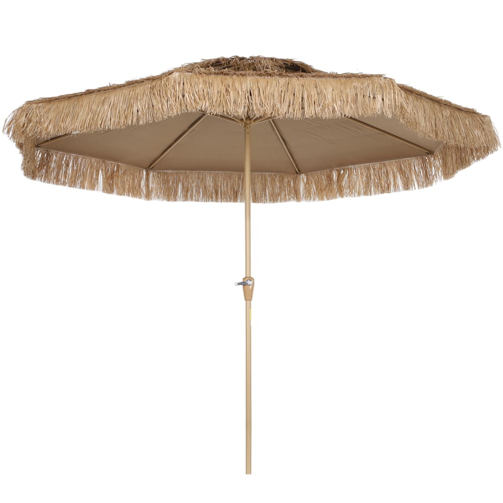 Parasol de jardin extérieur effet paille 8 baleines protection UV