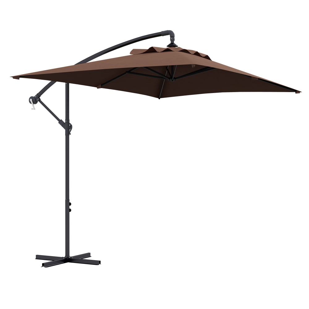 Parasol déporté rectangulaire manivelle acier marron