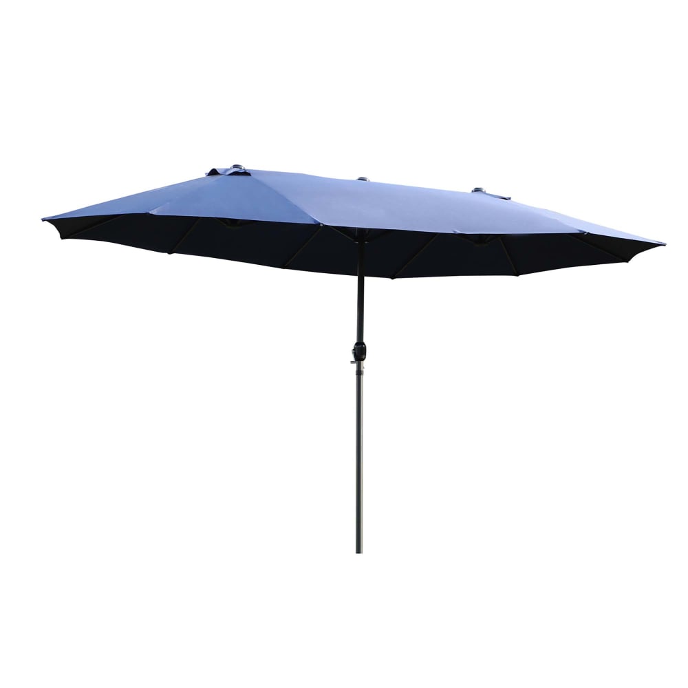 Parasol double rectangulaire avec manivelle acier toile 180g/m² bleu