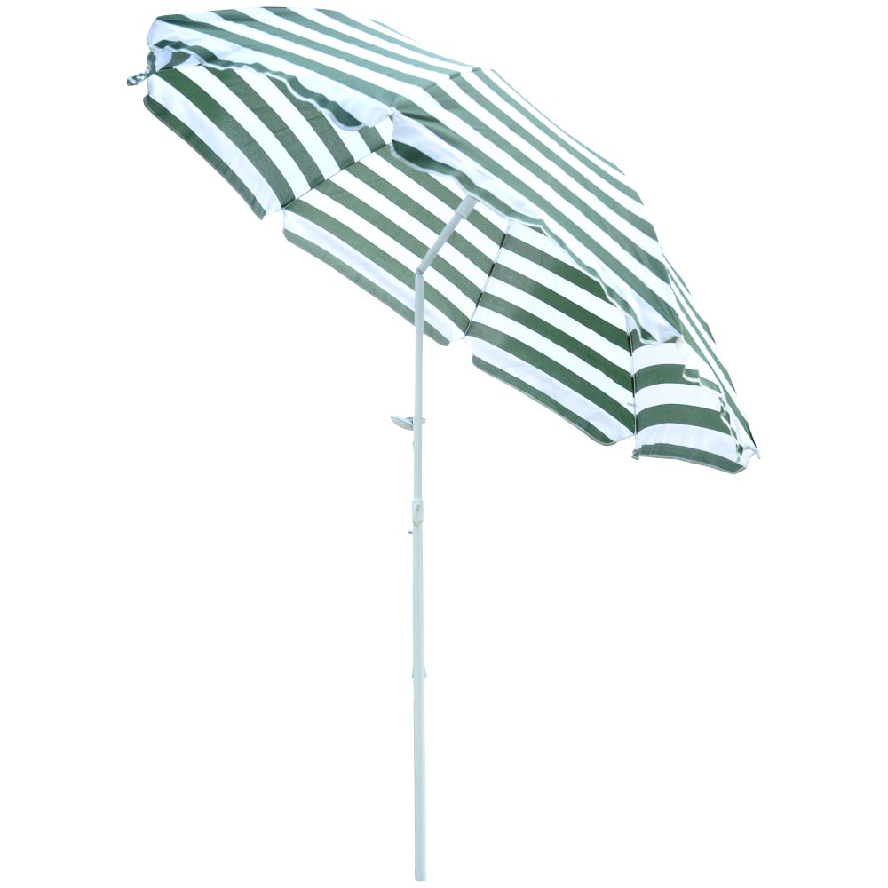 Parasol de plage ø 180 cm polyester vert blanc rayé