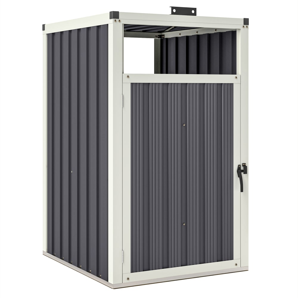 Abri poubelle 240l couvercle relevable acier galvanisé gris foncé