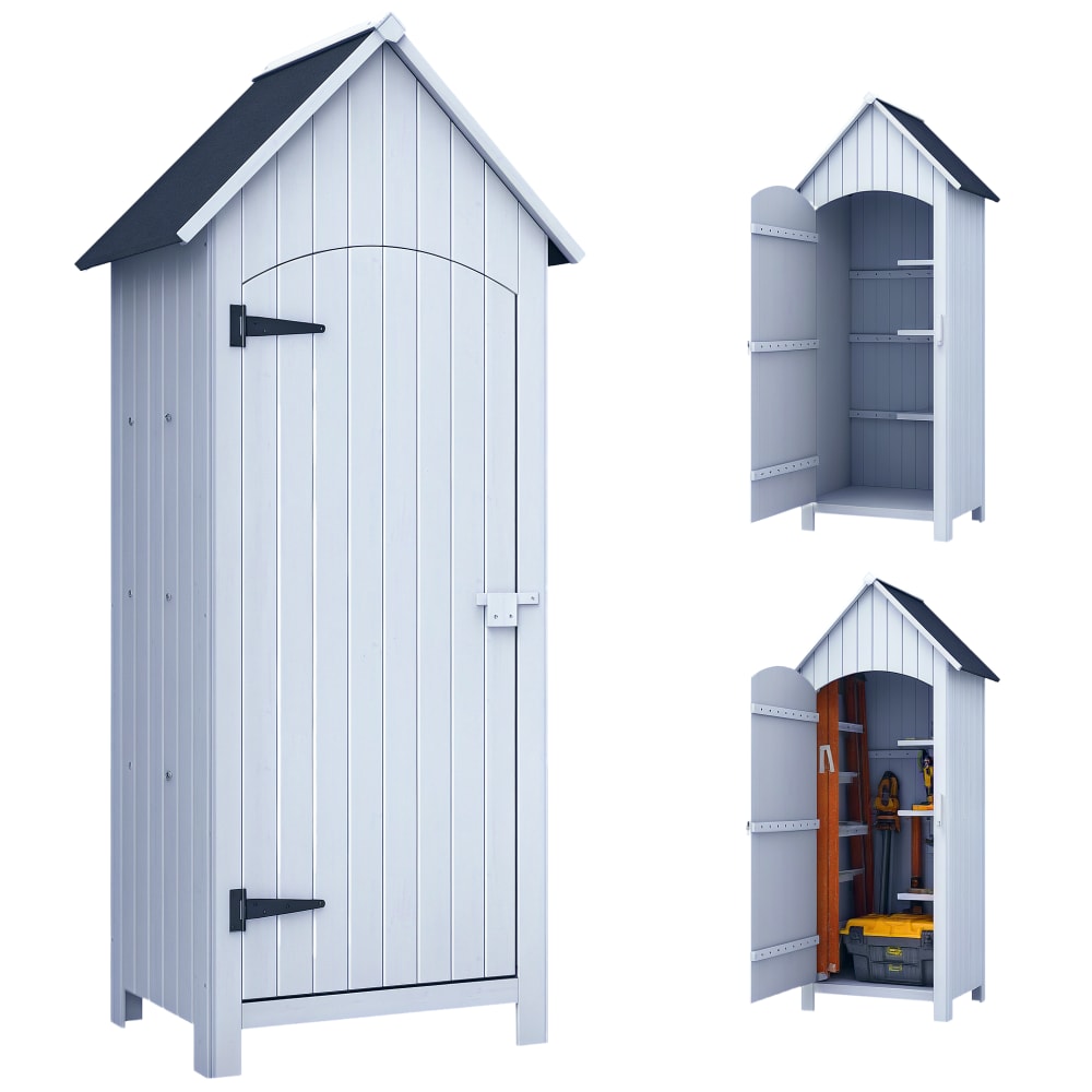 Abri de jardin 3 étagères en bois blanc