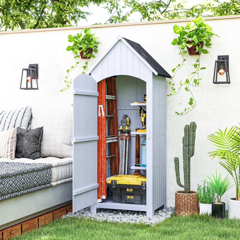 Outsunny Weißholz-Gartenregalabri, 3-stöckig style modern Weiß