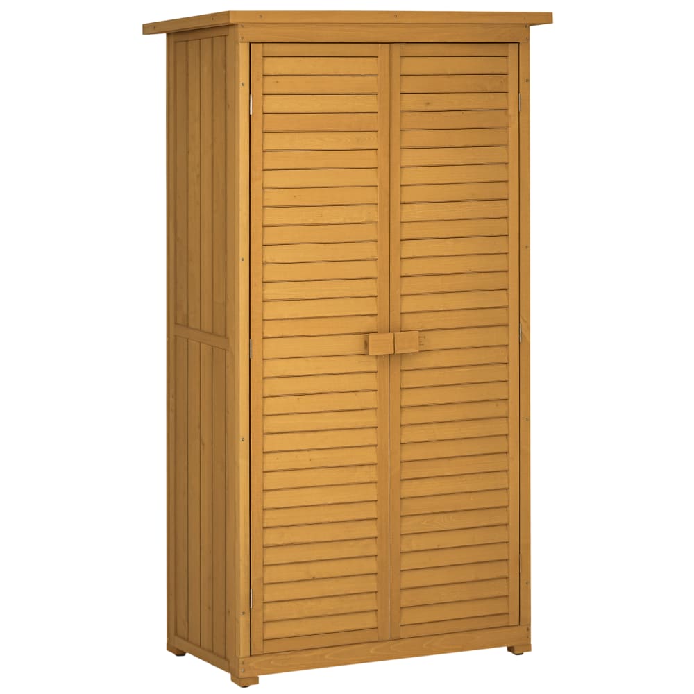 Armoire abri de jardin portes persiennes en bois naturel