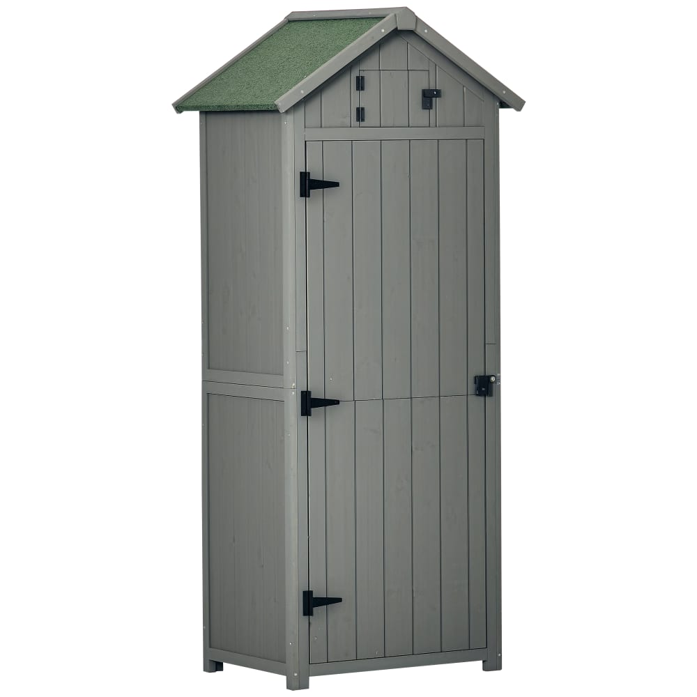 Armoire abri de jardin 3 étagères sapin traité gris