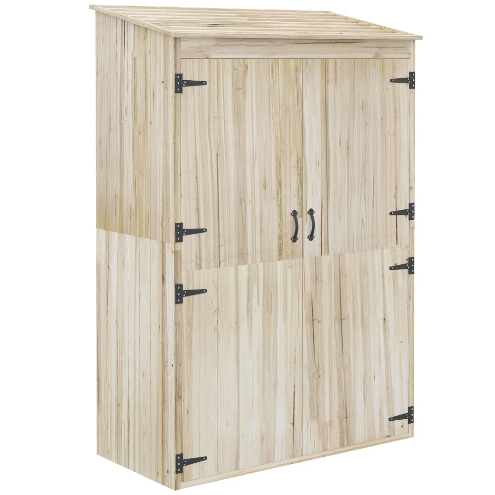 Armoire de jardin 2 portes magnétiques bois bois naturel