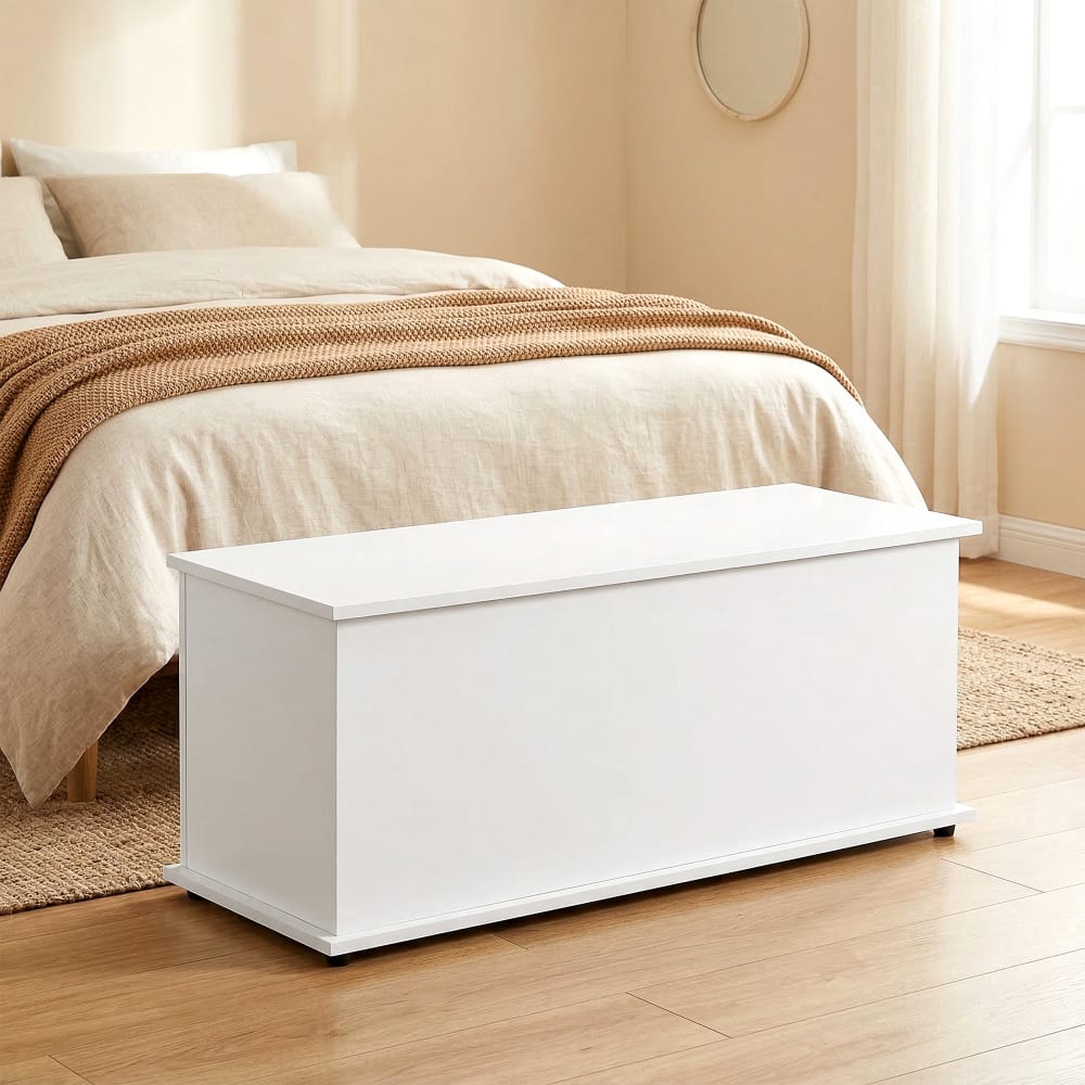 Coffre de rangement coffre à jouets panneaux particules blanc