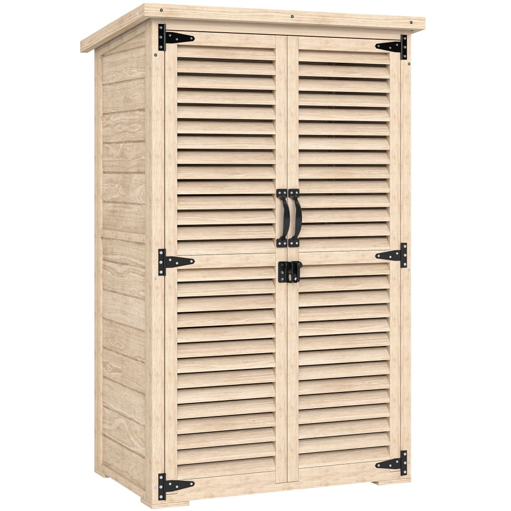 Armoire de jardin verrouillable en bois naturel