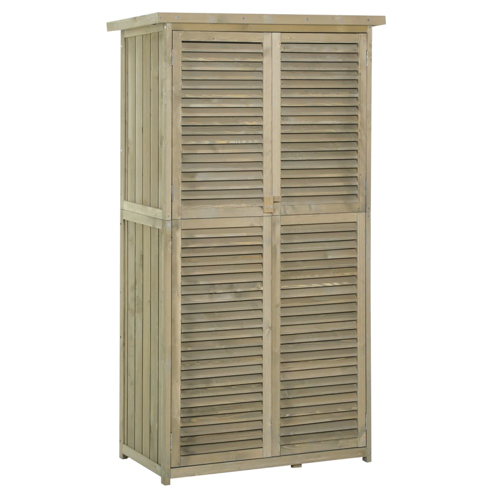 Armoire de jardin portes persiennes bois pin sable