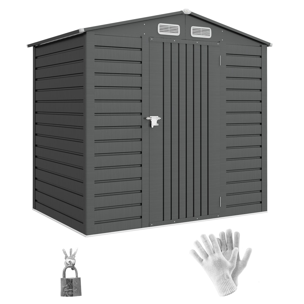 Abri de jardin en métal 2,27 m² toiture 2 pans acier galvanisé gris
