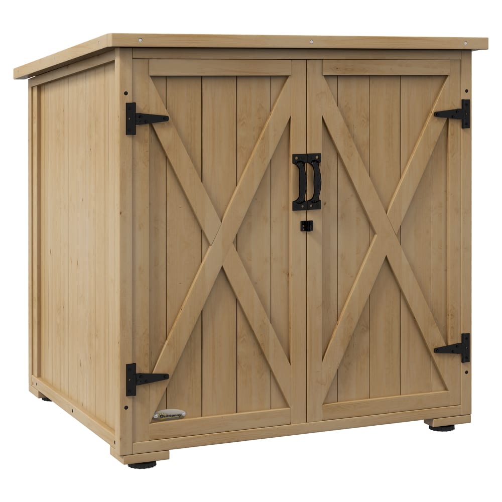Armoire de rangement double porte étagère toit bitumé bois sapin