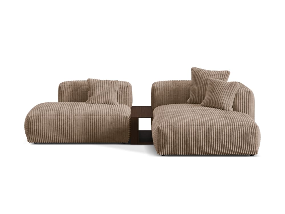 Canapé d'angle droit modulaire 2 places en velours côtelé gland